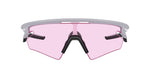 Oakley sport sunglasses with matte gray frame and pink Prizm lenses