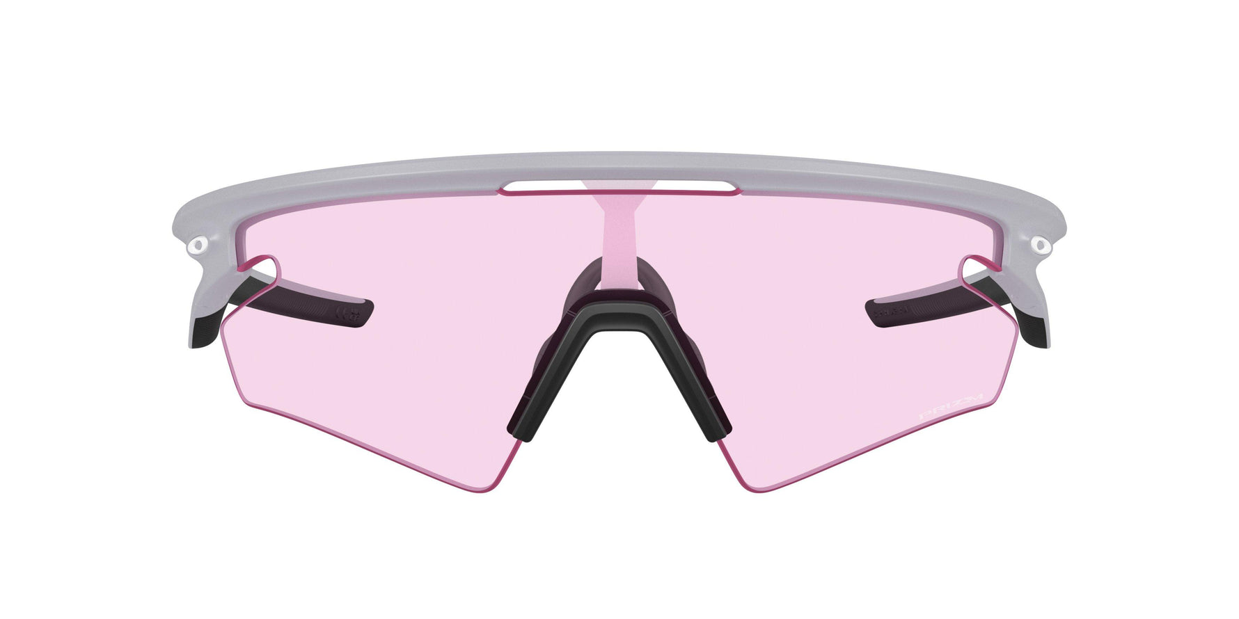Oakley sport sunglasses with matte gray frame and pink Prizm lenses