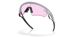 Oakley wraparound sunglasses with matte fog frame and pink Prizm lens