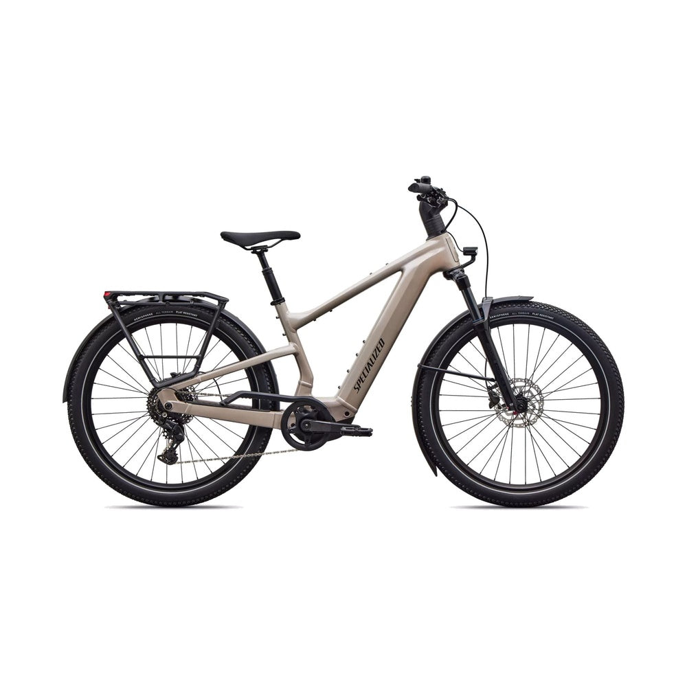 Specialized Turbo Vado electric bike in sandstone metallic color on white background