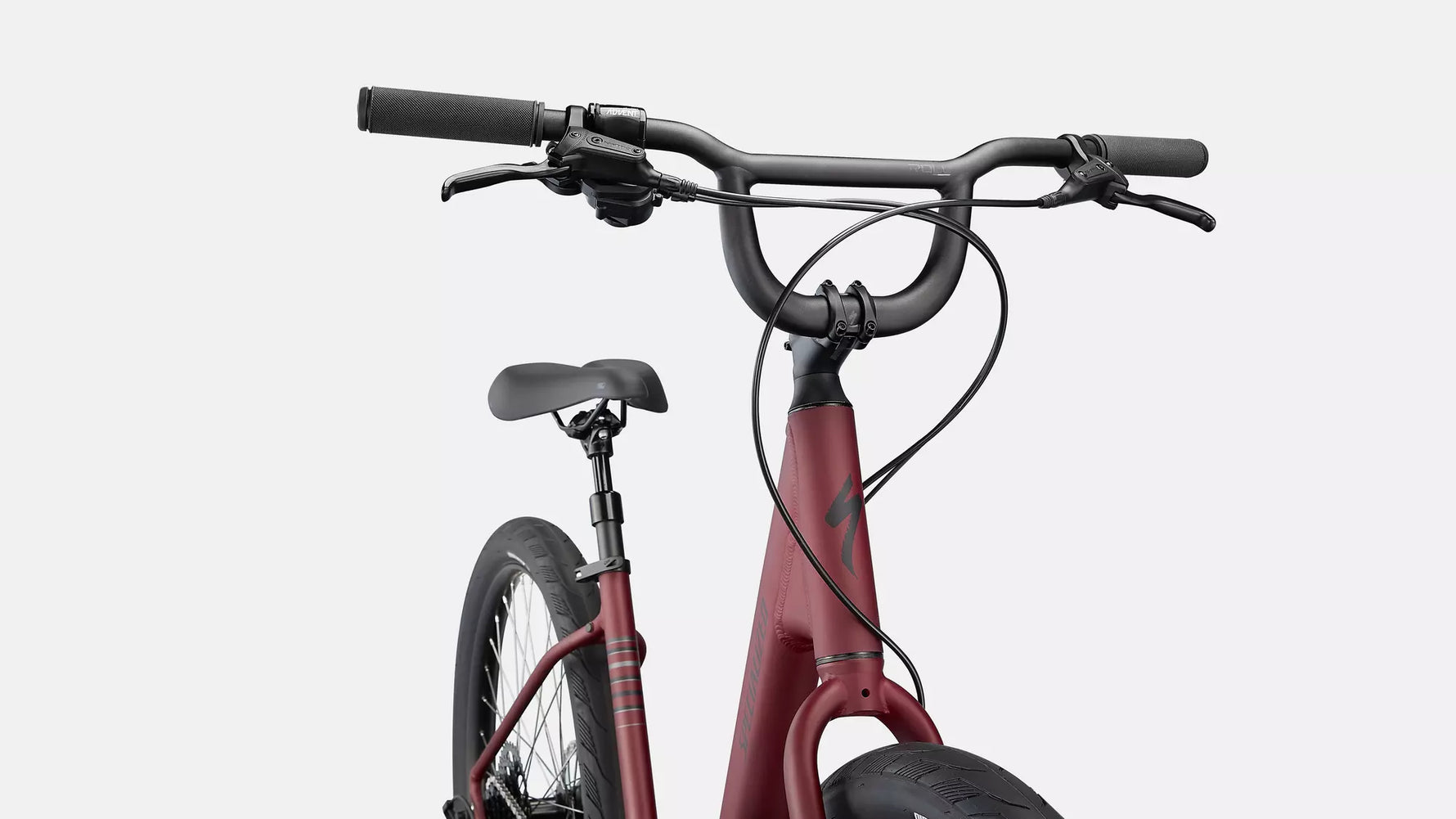 Specialized Roll 3.0 Low Entry bike in satin maroon with charcoal and black reflective details