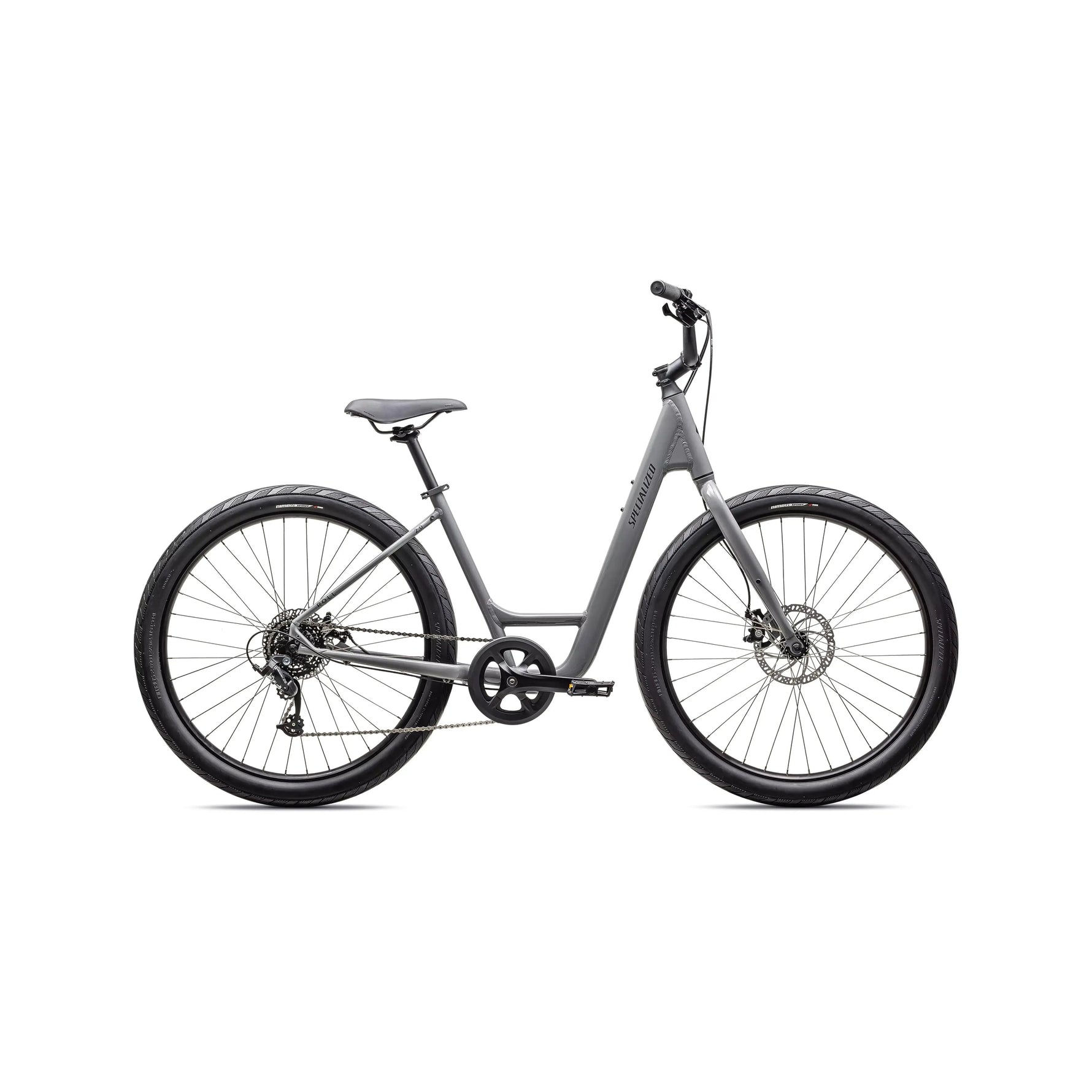Specialized Roll 2.0 Low Entry bicycle in cool gray with step-through frame