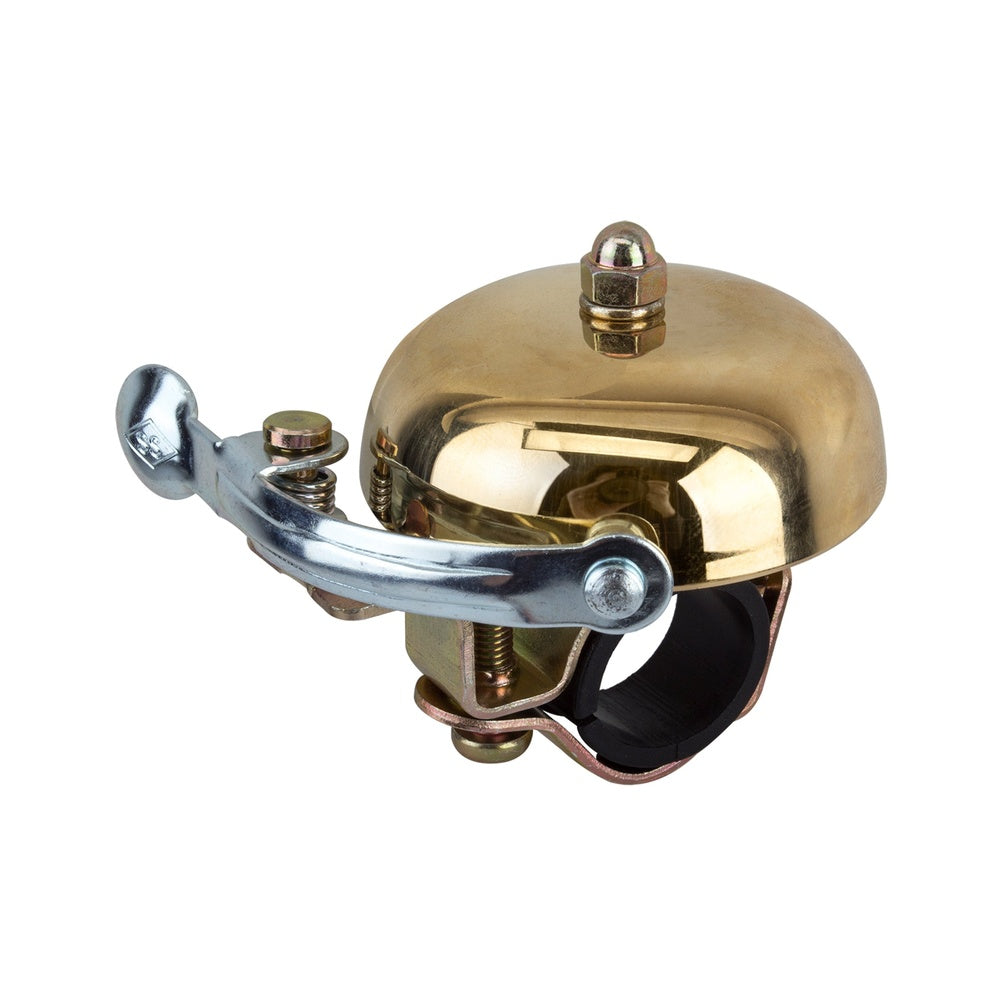 Origin8 OR8 Time-Clock bicycle bell in brass with chrome lever and mounting clamp