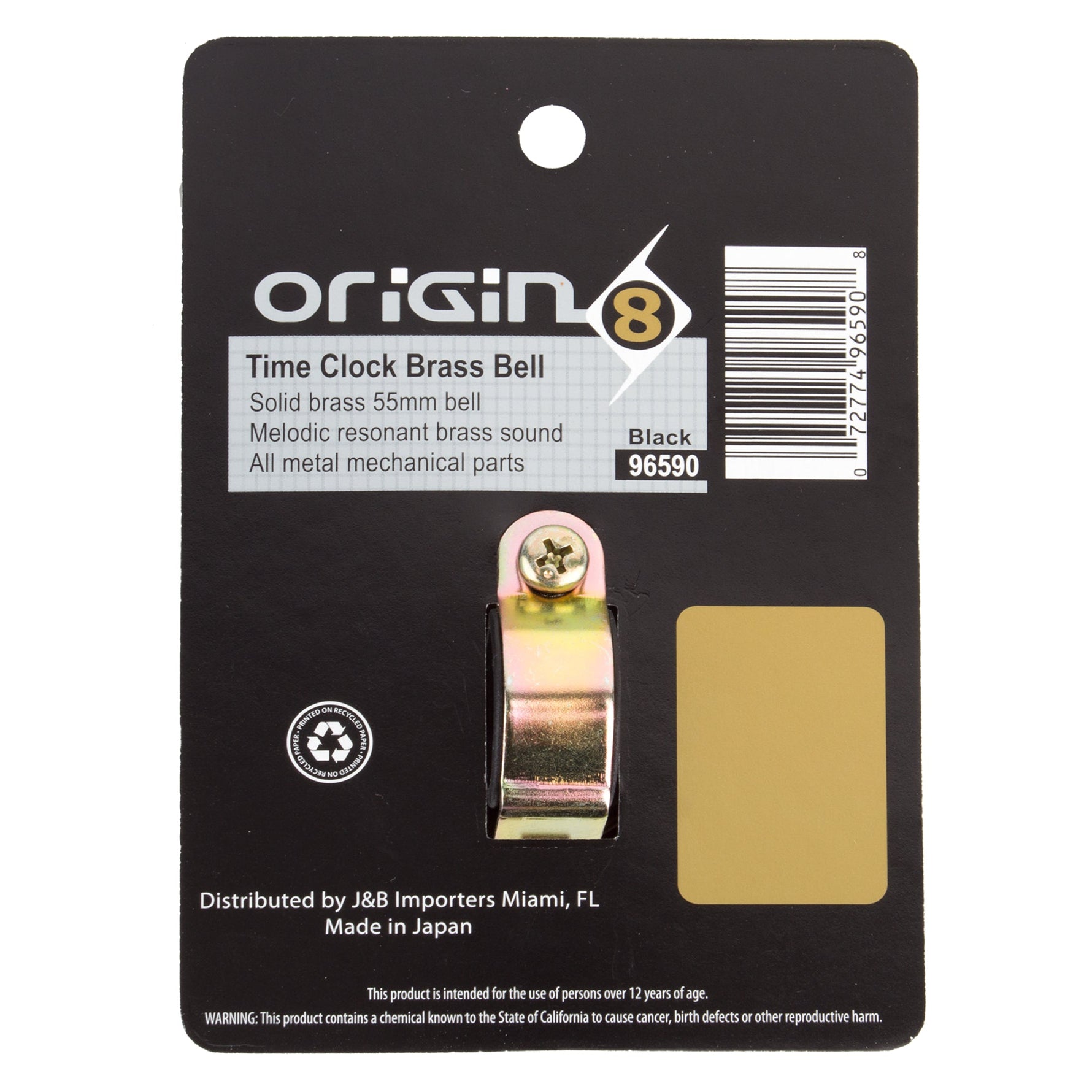 Origin8 Time Clock Brass Bell in packaging with solid brass 55mm bell