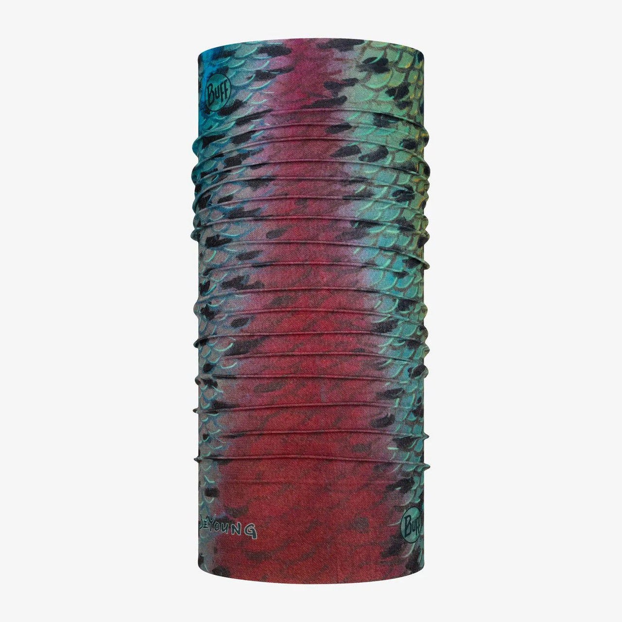 Buff Cool Net UV+ neck gaiter in DeYoung Rainbow Flak colorway