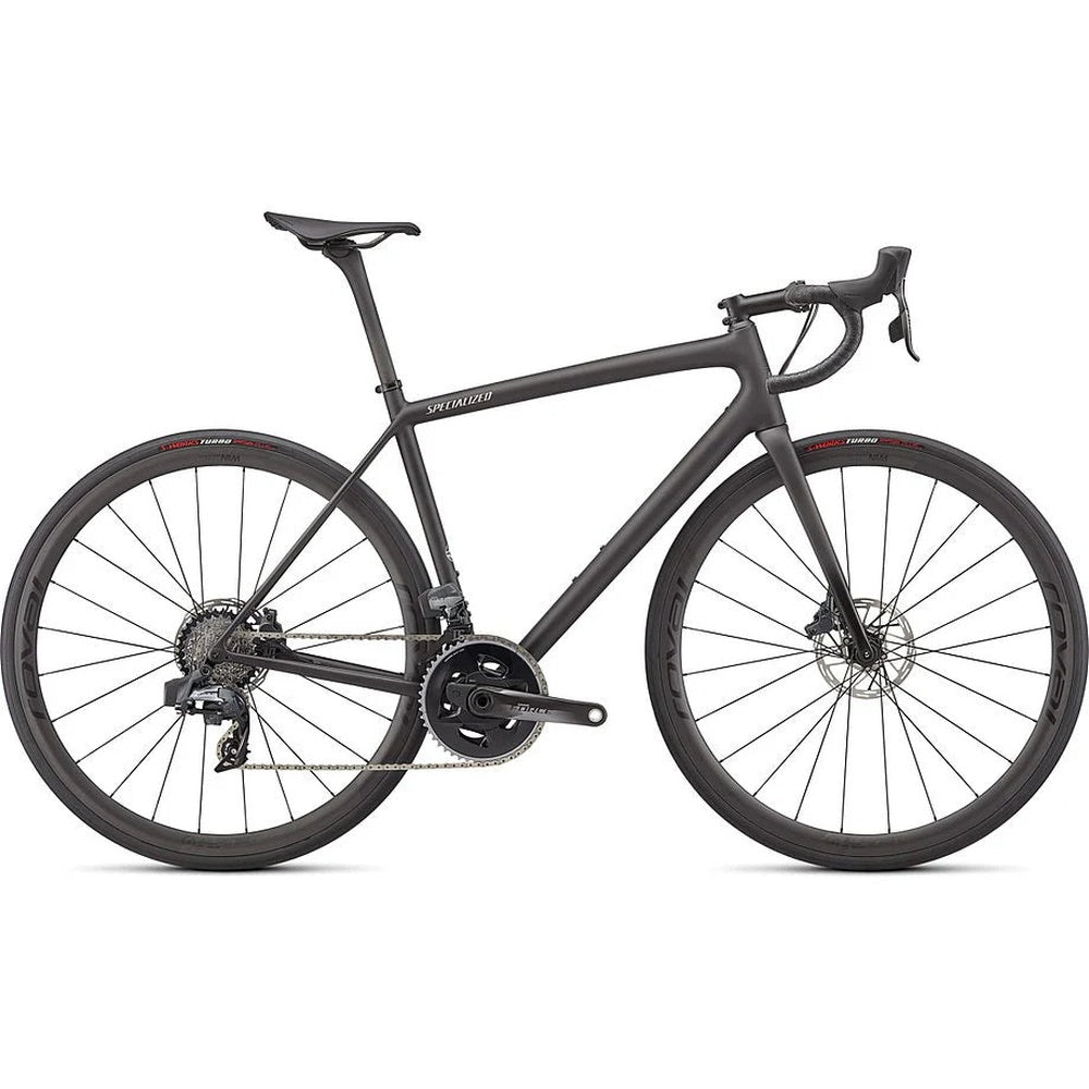 Specialized Aethos Pro - SRAM Force eTap AXS  Carbon / Flake Silver / Gloss Black Fork Fade 56