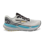 Brooks Glycerin 21 men's running shoe in coconut gray with turquoise and yellow accents