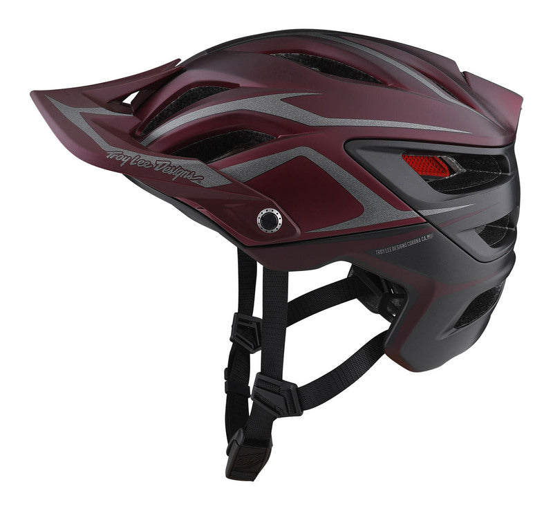 Troy Lee Designs A3 MIPS mountain bike helmet in burgundy with gray accents