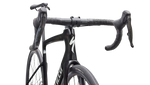 Close-up detail of Specialized Tarmac SL9 Comp handlebar, stem and cockpit area in charcoal
