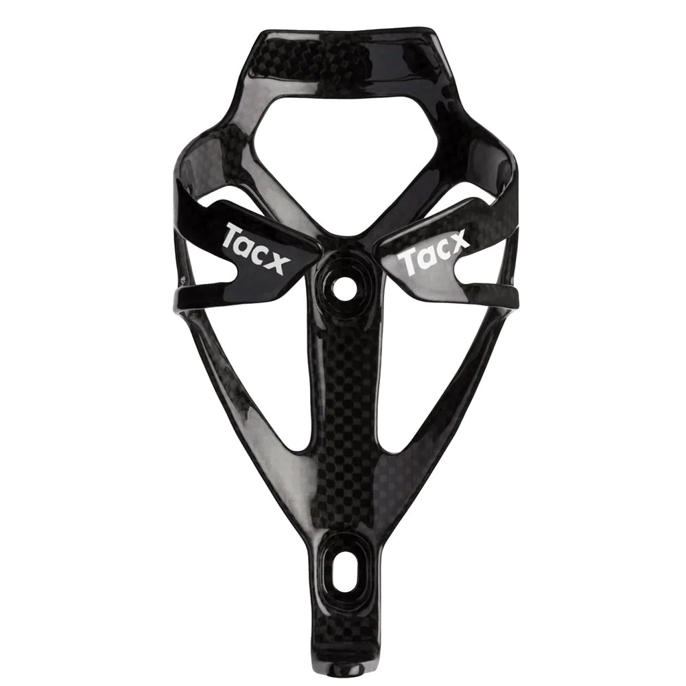 Tacx Deva carbon fiber bottle cage in glossy black finish