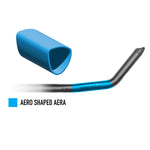 Profile Designs aerobar with blue aero shaped grip section and black carbon extension