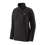 Patagonia Women's R1 Fleece Pullover in black with quarter zip and chest pocket