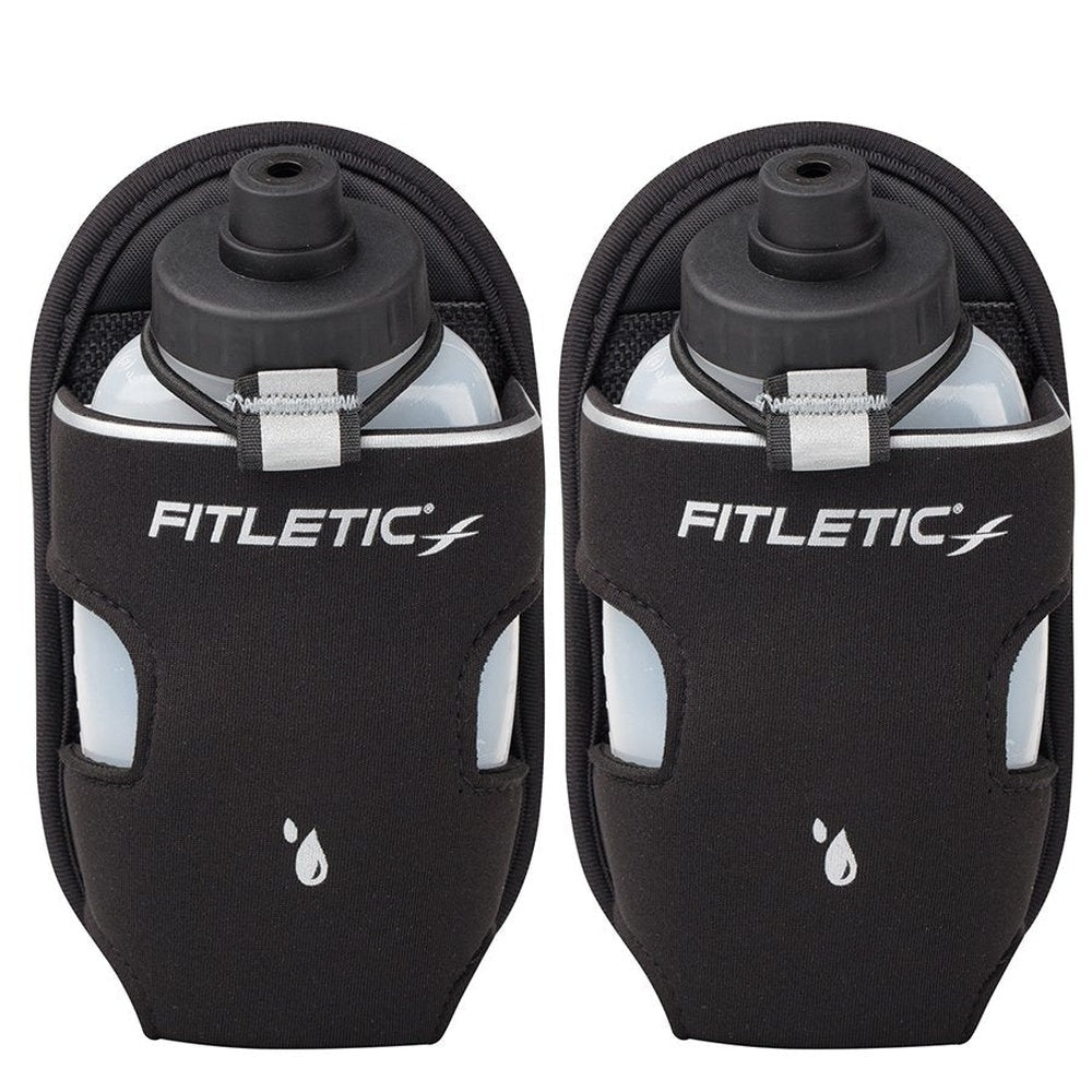 Fitletic Extra Mile black water bottle holster add-on pack of two shown side by side