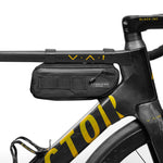 ALMSTHRE black compact frame bag mounted on bicycle top tube