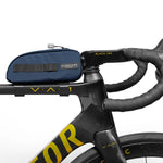 ALMSTHRE navy blue top tube bike bag mounted on bicycle handlebars