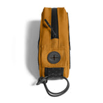 Orange Almsthre top tube bike bag with black accents and zipper pull