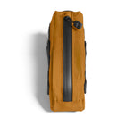 Almsthre top tube bike bag in California gold color with black zipper