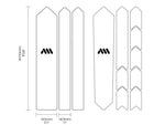 AMS clear frame protection strips with measurements shown on clean white background