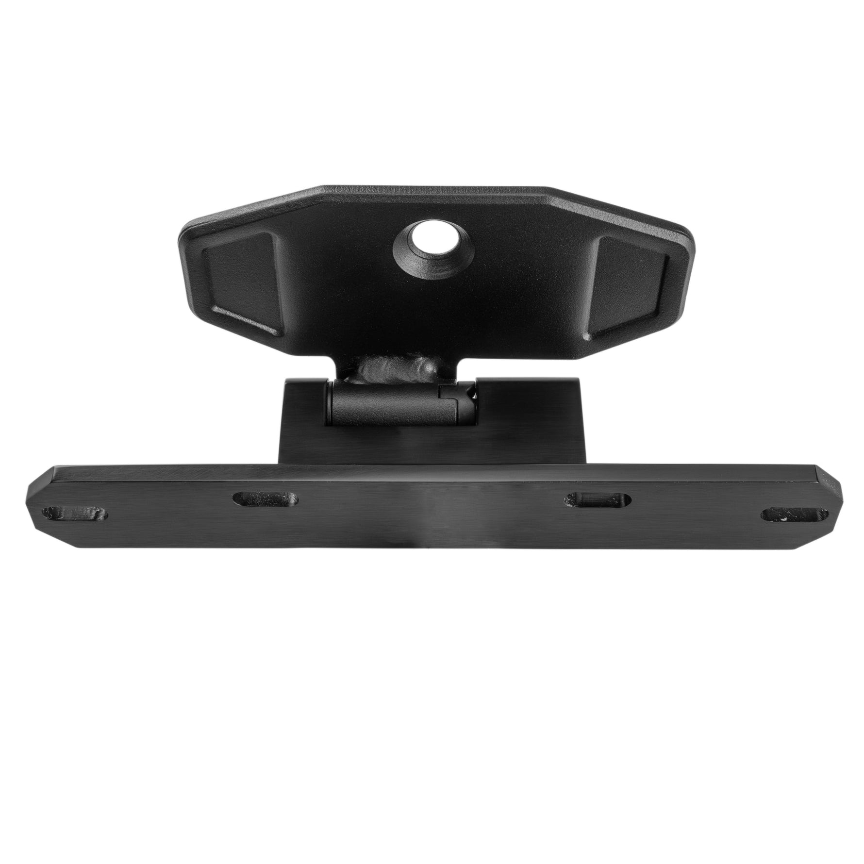 Black Kuat license plate mount with adjustable hinge and mounting hardware