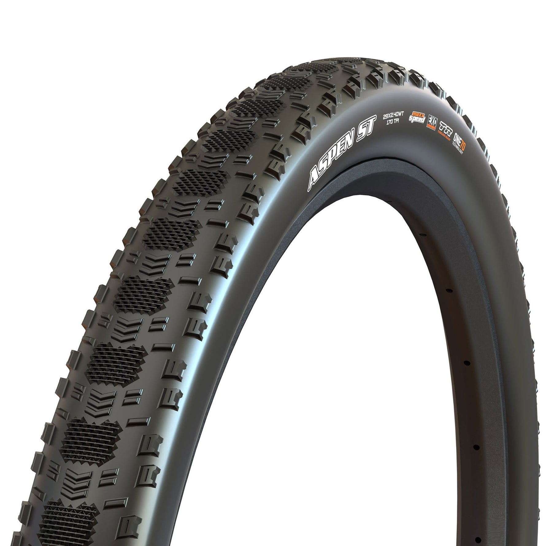 Maxxis Aspen ST mountain bike tire in black with knobby tread pattern