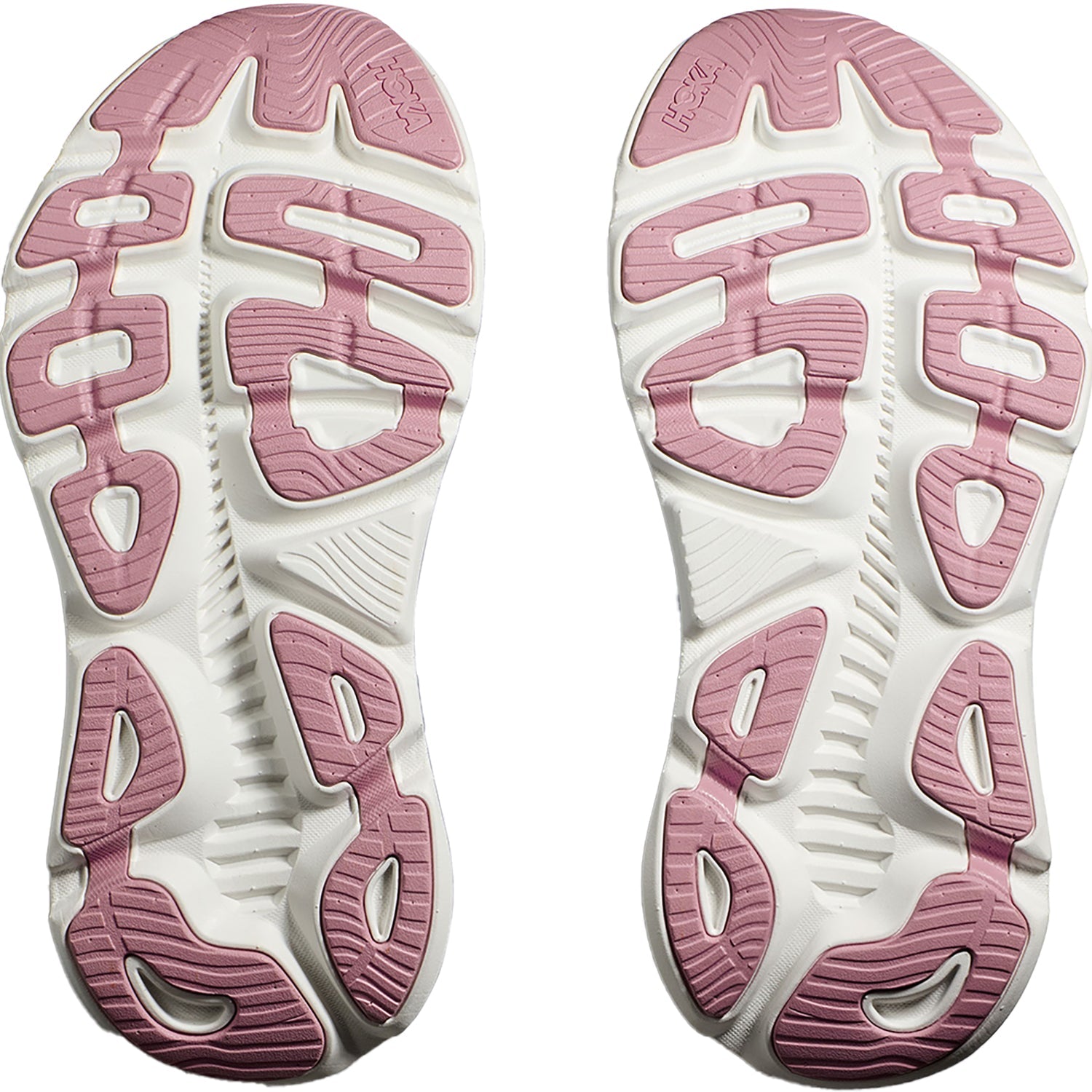 Hoka Gaviota 5 running shoes sole view showing pink and white tread pattern