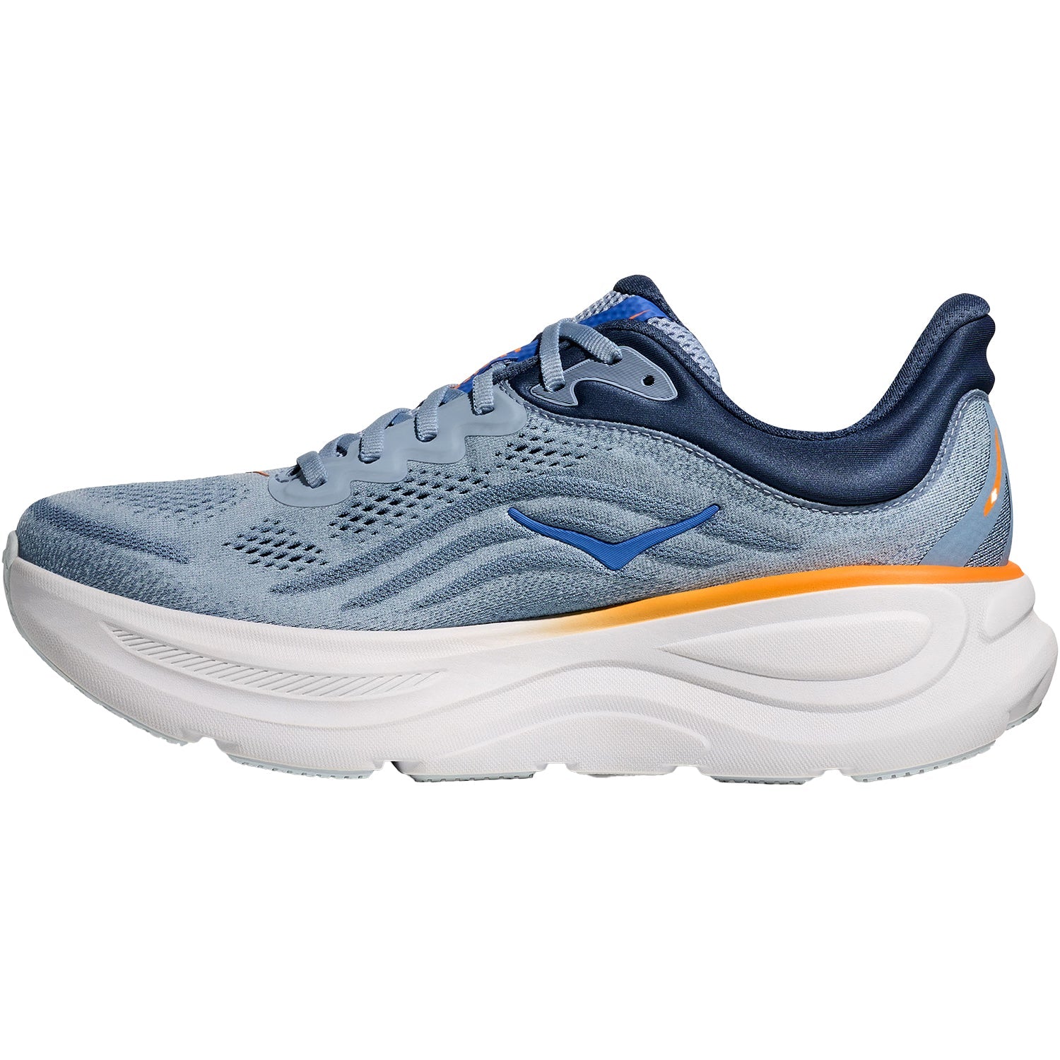 Hoka Bondi 9 men's running shoe in drizzle/downpour colorway with blue-grey upper