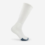 Thorlos white over-calf basketball sock with blue reinforced toe cushioning