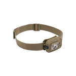 Black Diamond Storm Ops 450 headlamp in dark tan with elastic headband