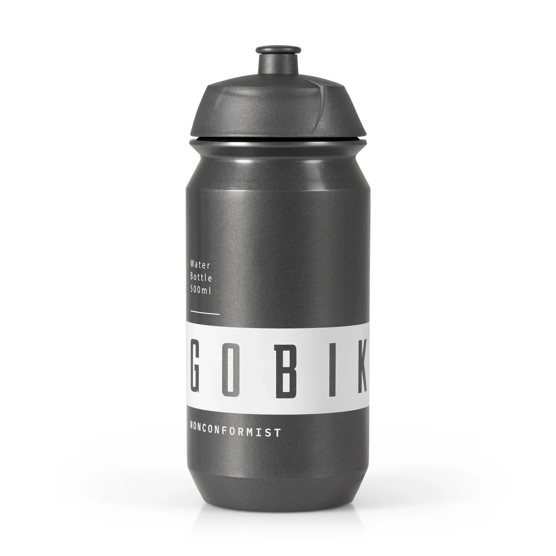 Gobik Shiva water bottle 500ml in dark gray magnet color with white branding