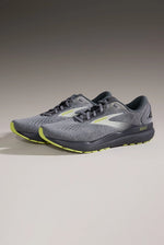Brooks Ghost 16 men's running shoes in grey with lime green accents