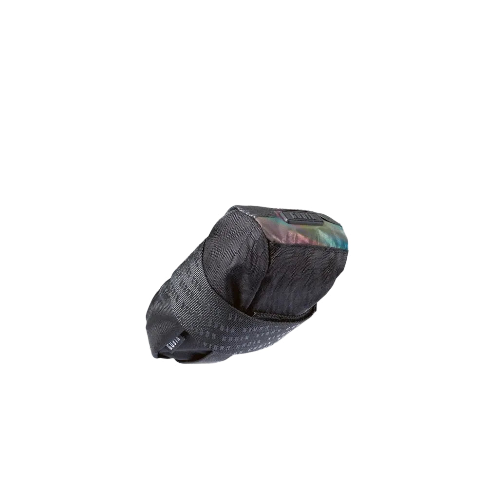Gobik black saddle bag with iridescent rainbow accent panel on clean background