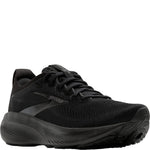 Brooks Adrenaline GTS 25 men's running shoe in all-black colorway, three-quarter view