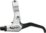 Avid FR-5 brake lever in silver with black rubber grip against white background