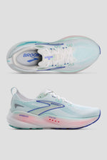 Brooks Glycerin GTS 22 women's running shoes in white and light blue colorway