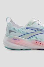 Brooks Glycerin GTS 22 women's running shoe in white and light blue colorway