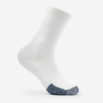 Thorlos Basketball Thick Cushion Crew sock in white with navy blue toe