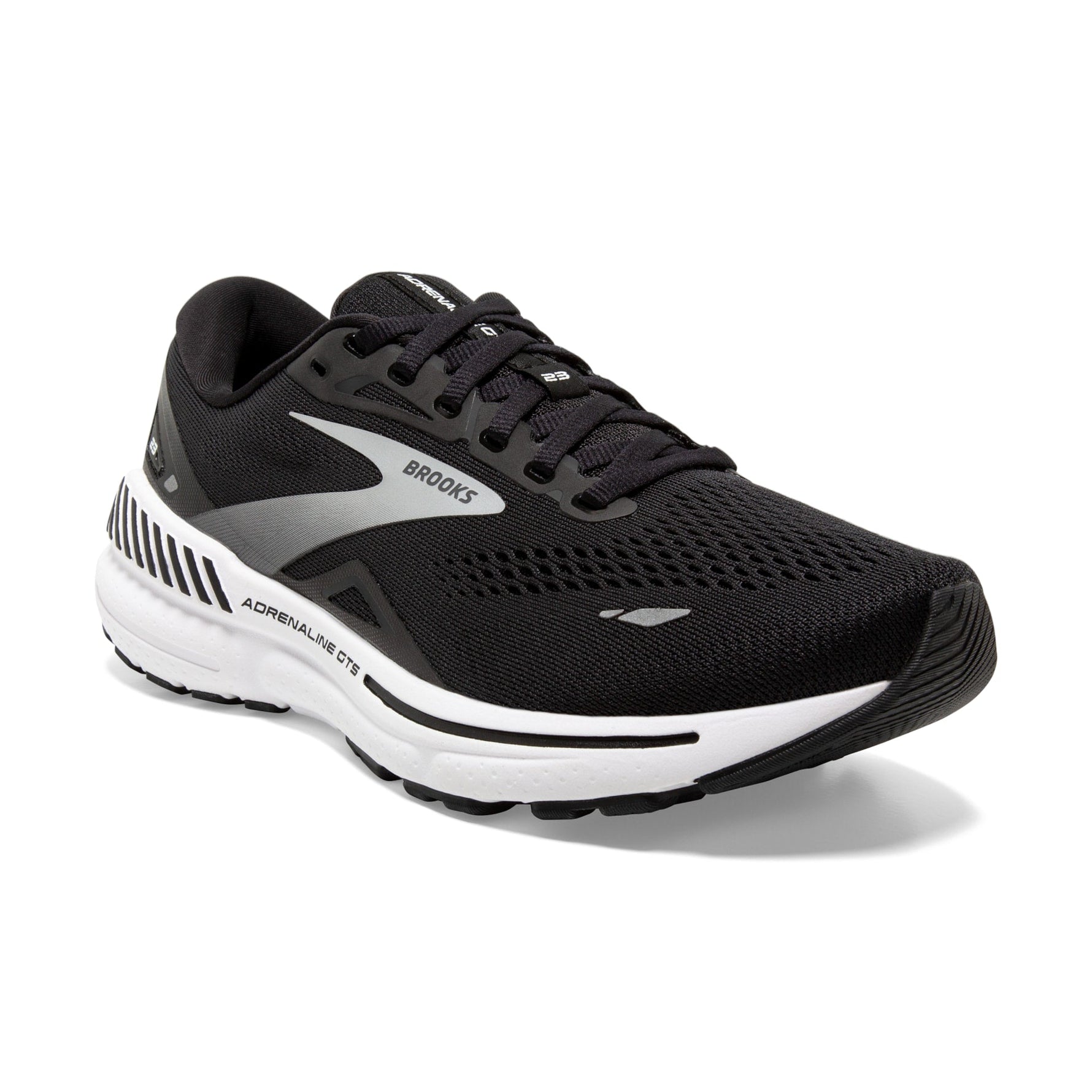 Brooks Adrenaline GTS 23 women's running shoe in black with silver details