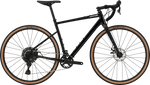 Cannondale Topstone 4 black gravel bike with tan sidewall tires on white background