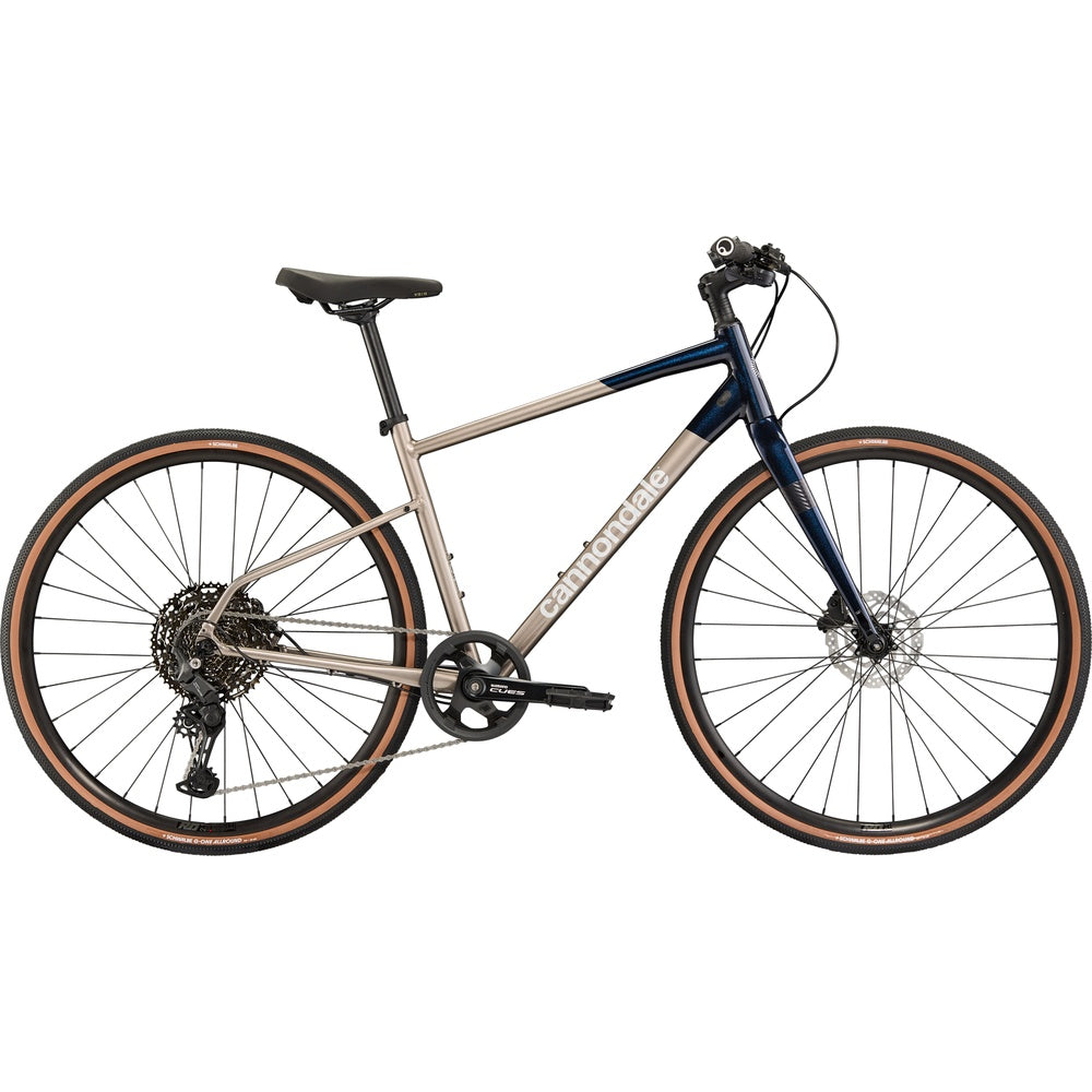 Cannondale Quick 1 hybrid bike in meteor gray with blue accent colorway