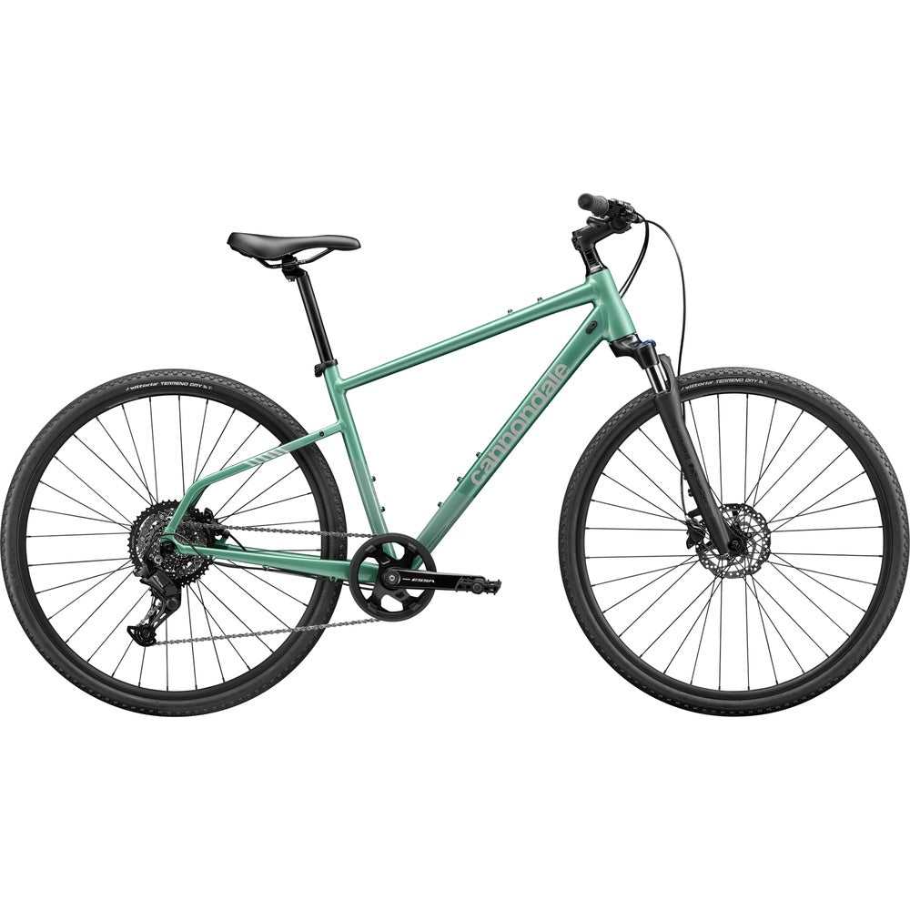 Cannondale Quick CX 3 hybrid bike in mint green with disc brakes