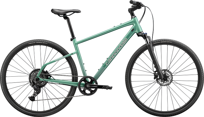 Cannondale Quick CX 3 hybrid bike in mint green with disc brakes