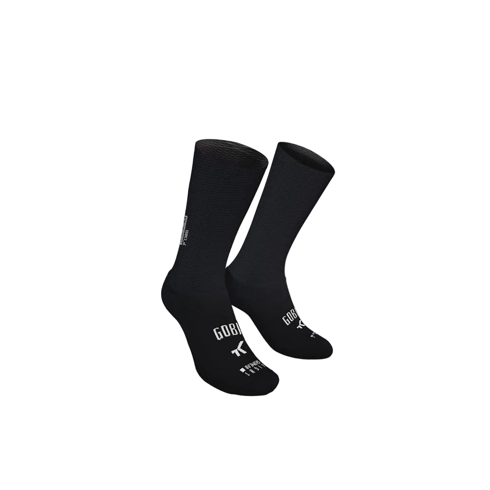 Black Gobik Vortex Dusk 2.0 cycling socks with textured upper and brand logo