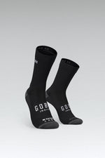 Black Gobik Iro 2.0 cycling socks with white logo text on clean background
