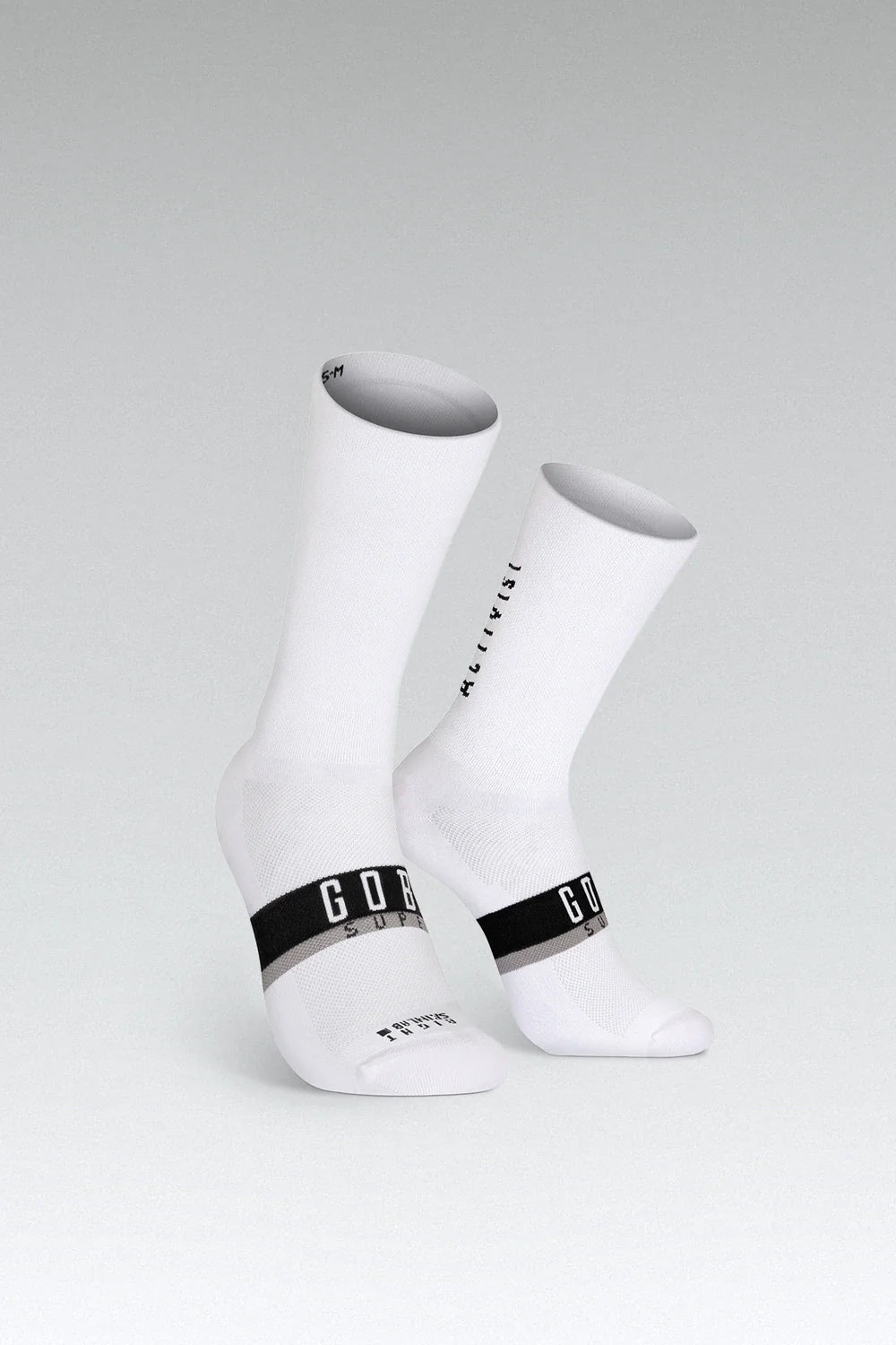 Gobik Superb Extra Long Unisex cycling socks in white with black band stripes