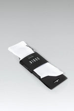 Gobik Superb Extra Long Unisex socks in Axis colorway, white with black detailing and packaging