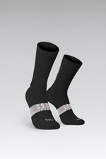 Gobik Superb Extra Long Unisex cycling socks in Black Axis colorway with white band details