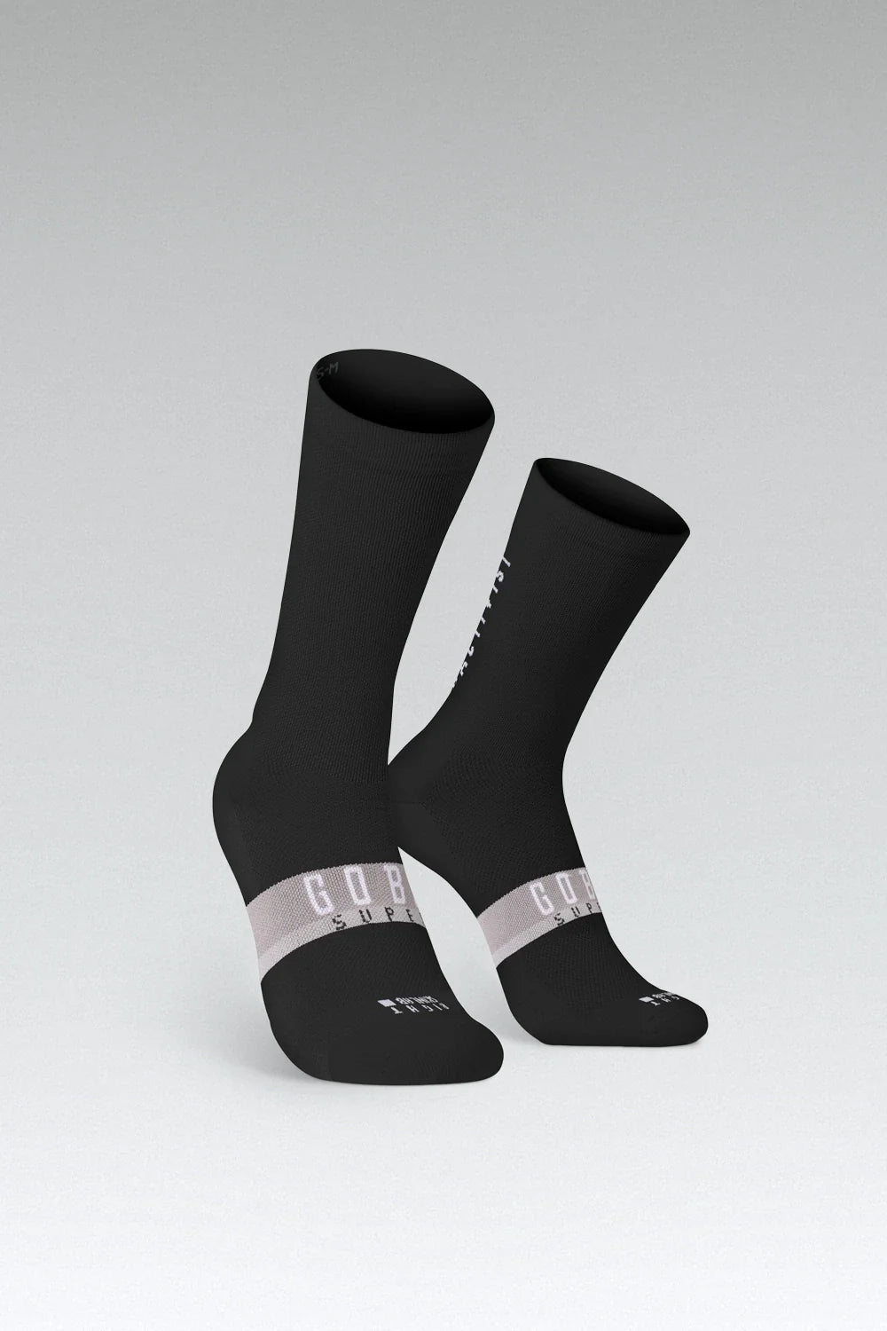 Gobik Superb Extra Long Unisex cycling socks in Black Axis colorway with white band details