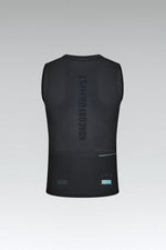Gobik men's black sleeveless base layer with textured fabric and spine design