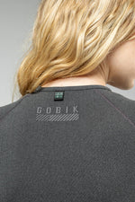 Gobik Women's Base Layer Limber in basalt grey worn by blonde model