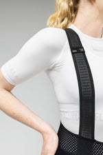 Gobik Women's Base Layer Limber in white with black mesh shoulder straps